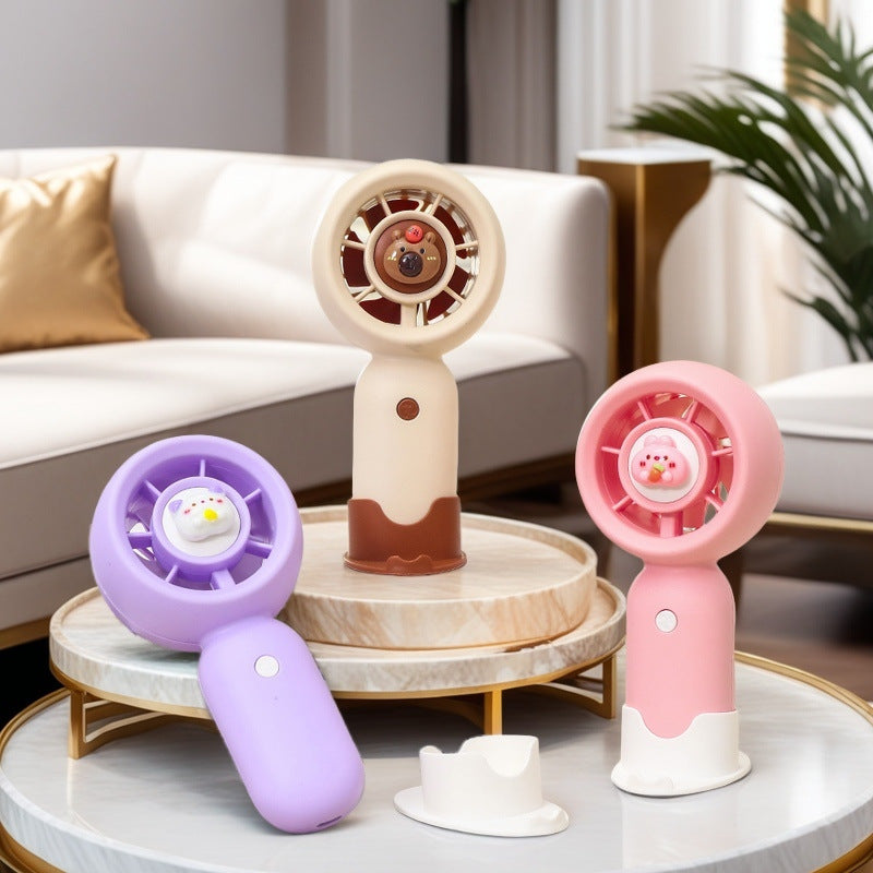 Women's Portable Handheld Fan with Cute Bear Design Bowlift
