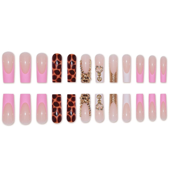 Glamorous Decorative Long Press-On Nails with Metallic Accents Bowlift