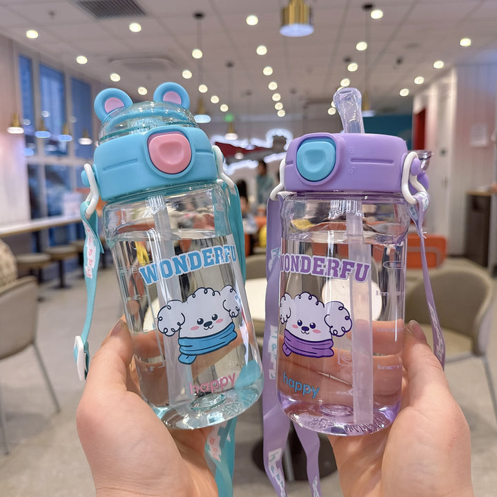 Ladies Playful waterproof drinking bottle with carrying strap Bowlift