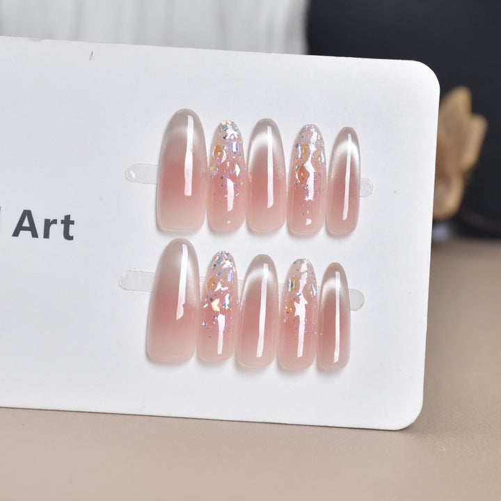 Artistic Gem-Accented Press-On Nail Extensions Bowlift