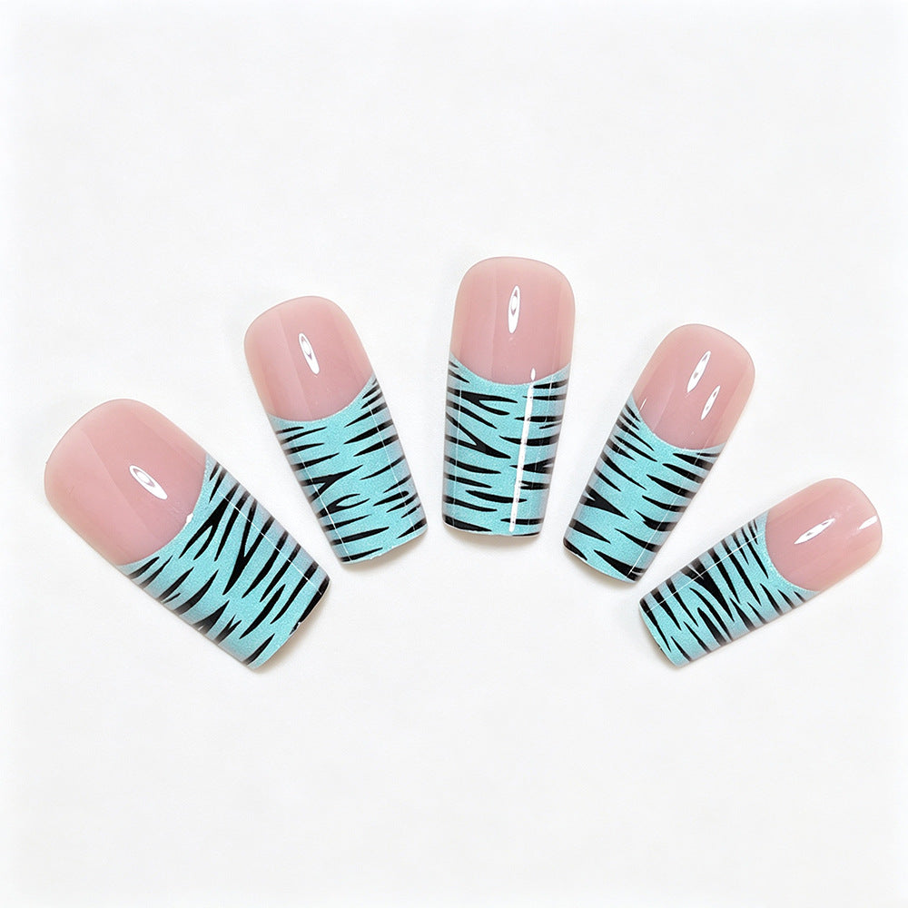 Artistic Long French Tip Nail Art Wraps Bowlift