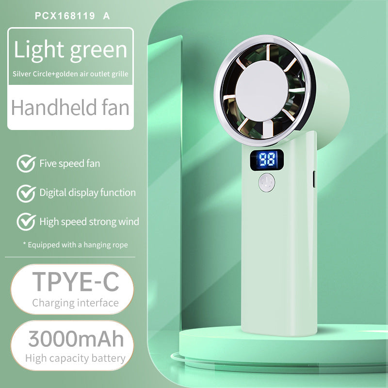 Ladies handheld fan with digital display and 3000mAh battery Bowlift