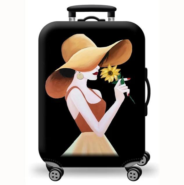 Unisex stretchable suitcase cover with cute alpaca design, elastic protective cover for hard-shell and fabric suitcases Bowlift
