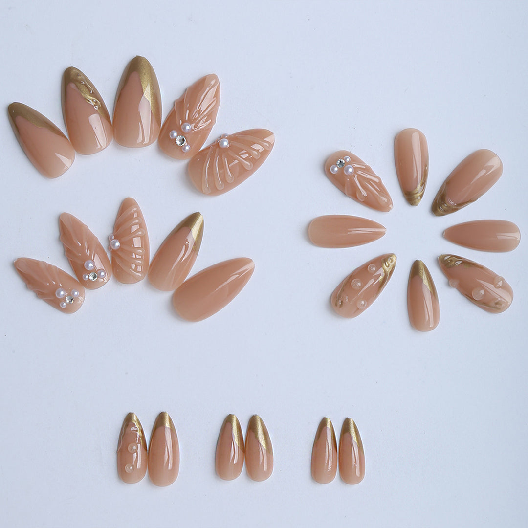 Artistic fingernails with curved decorations Bowlift