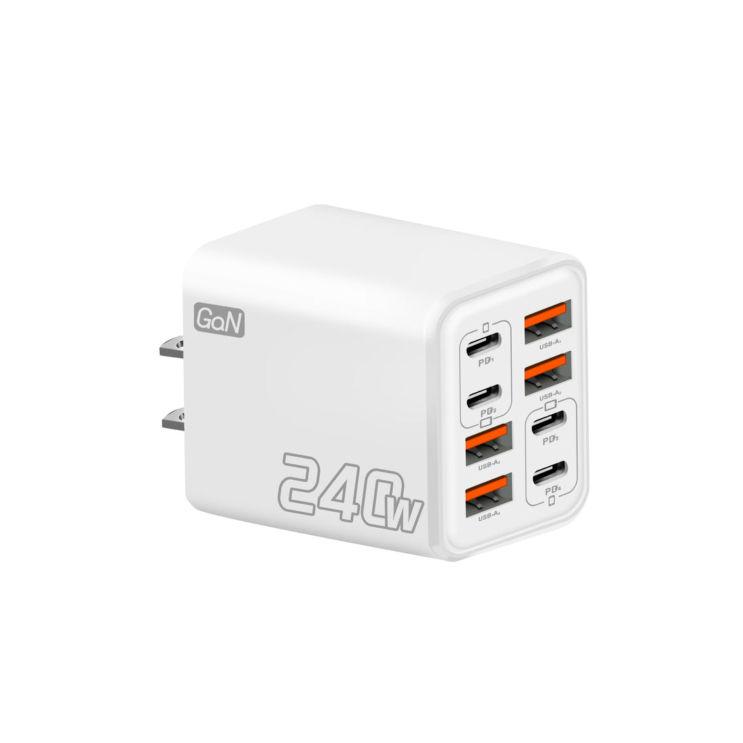 GaN high-speed USB-C and USB-A multiport travel charger with foldable UK plug Bowlift
