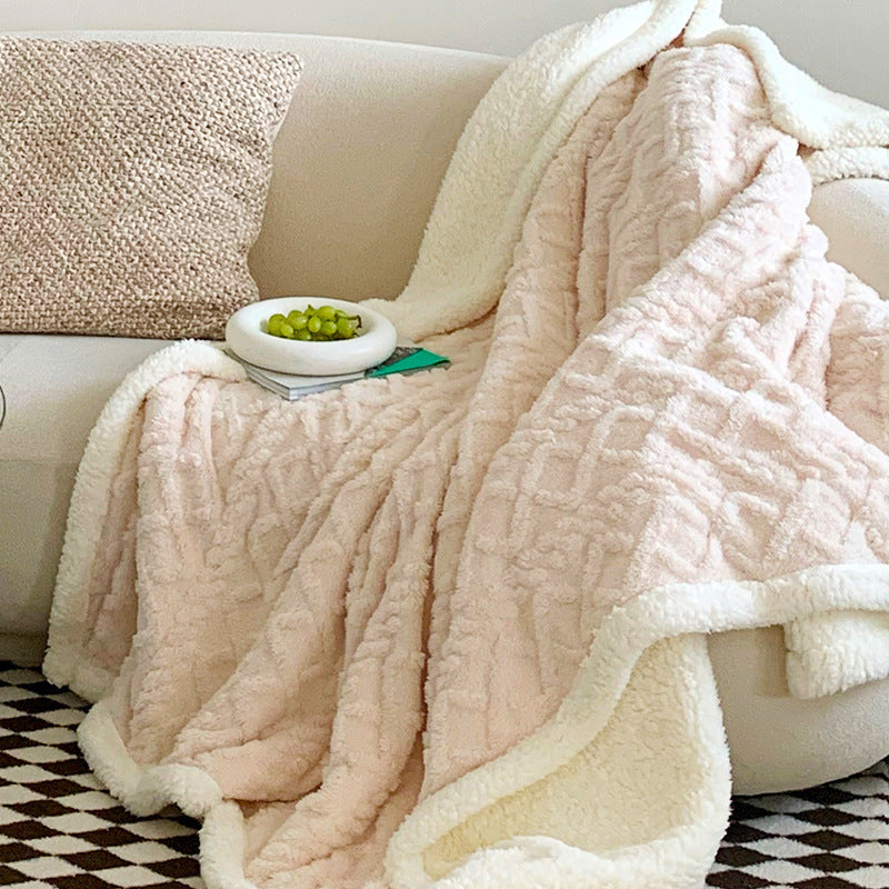 Sherpa-Lined Plush Throw Blanket Bowlift