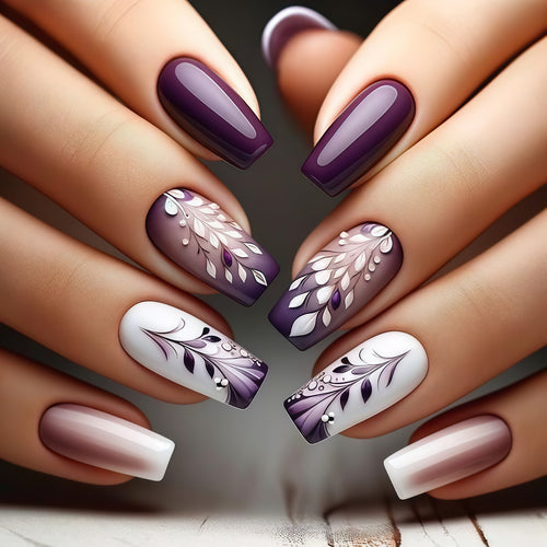 Artificial nails with elegant floral design Bowlift