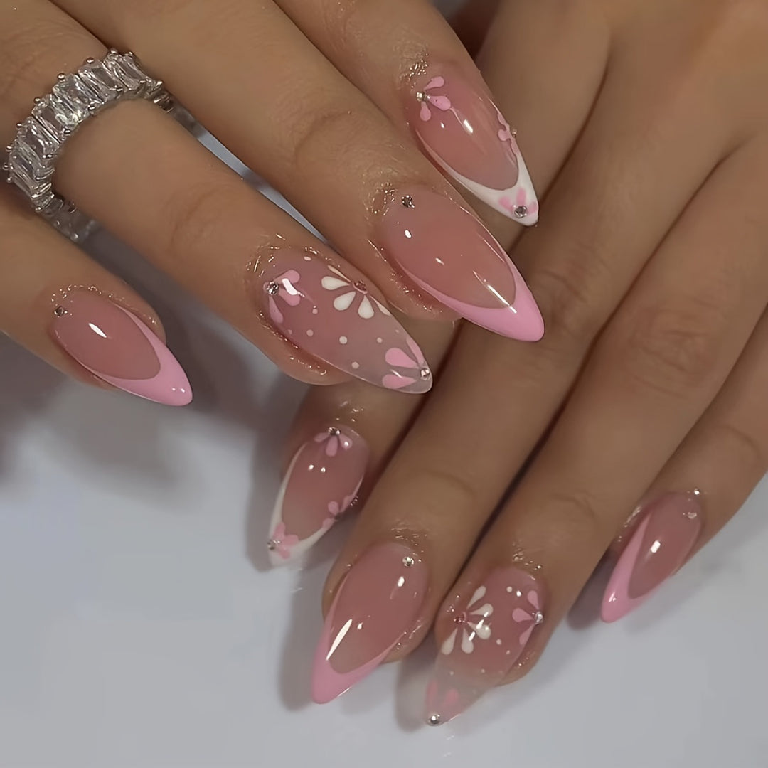 Floral Art Acrylic Nail Set Bowlift