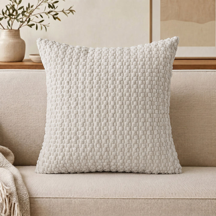 Textured chenille throw pillow with raised bobble weave Bowlift