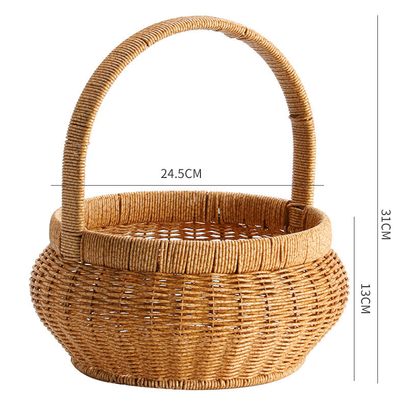 Unisex Handwoven Shopping Basket with Practical Handle Bowlift