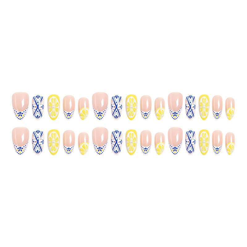 Creative Nail Art Set with Lemon and Flower Designs Bowlift