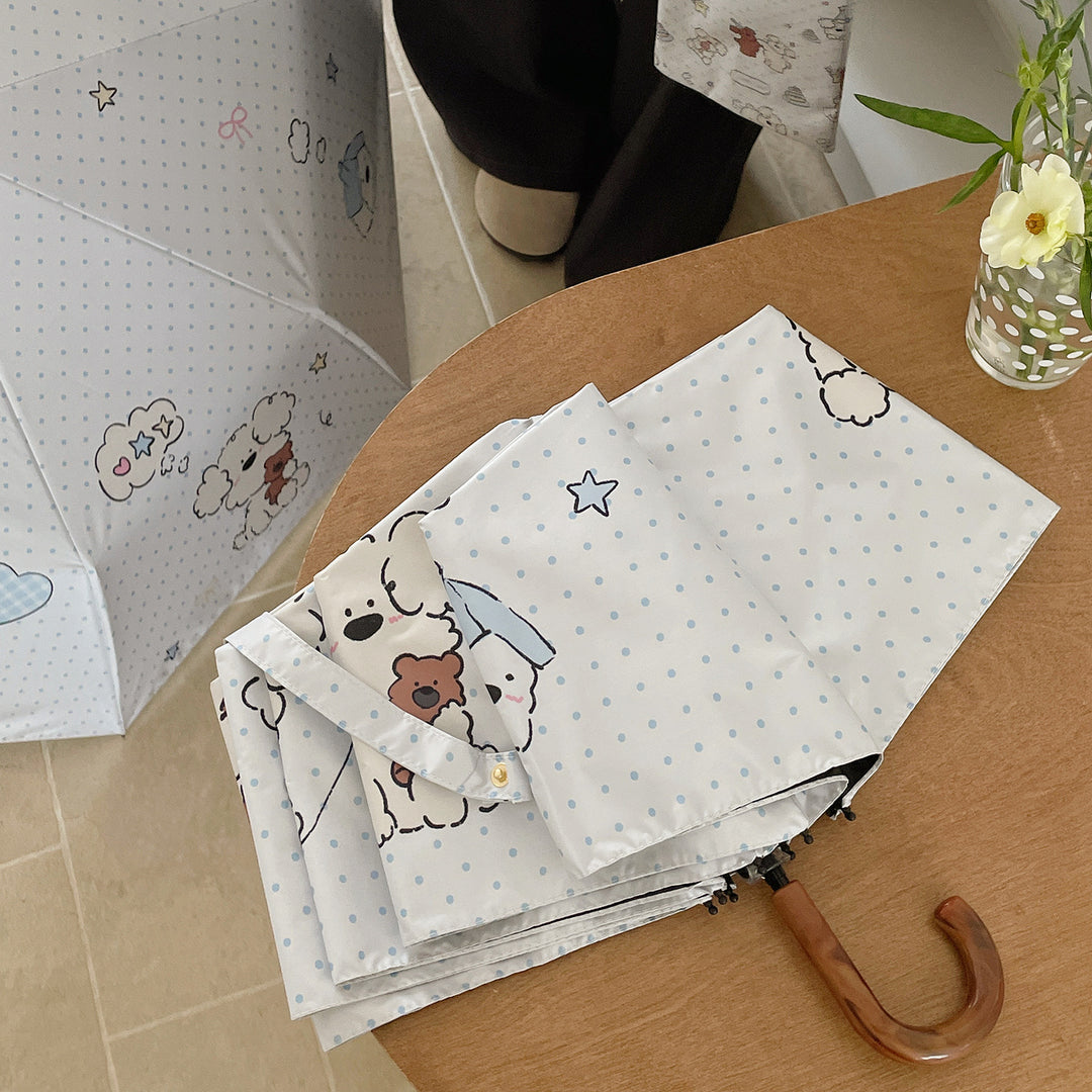 Women's Folding Umbrella with Playful Animal Design Bowlift