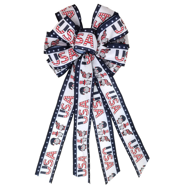 Unisex decorative bow in large size with long ribbons and star pattern for door and wall decoration Bowlift