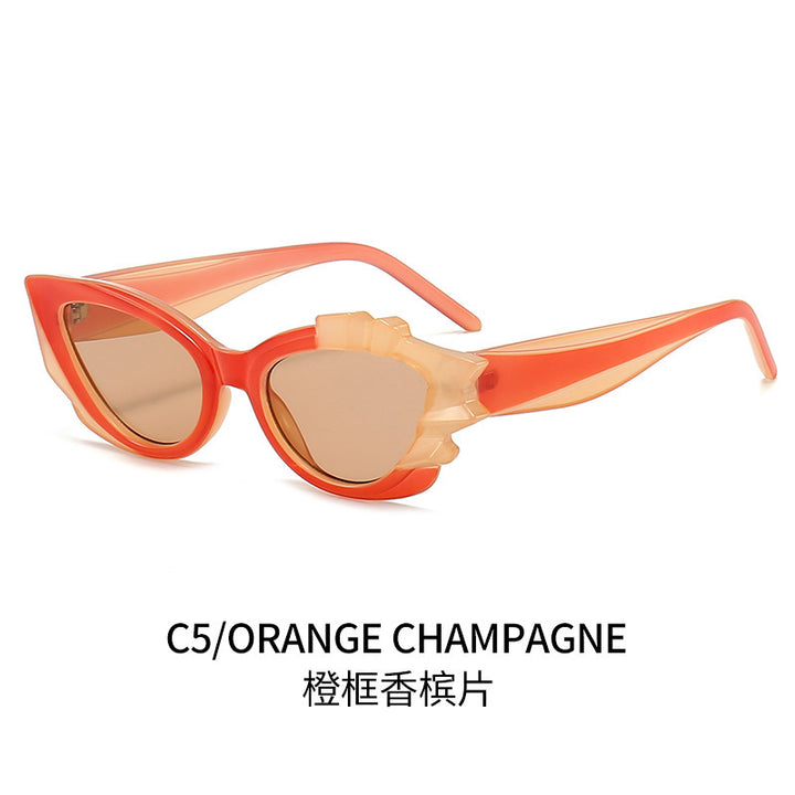 Ladies Cat-Eye Sunglasses with Eye-Catching Flower Frame Bowlift