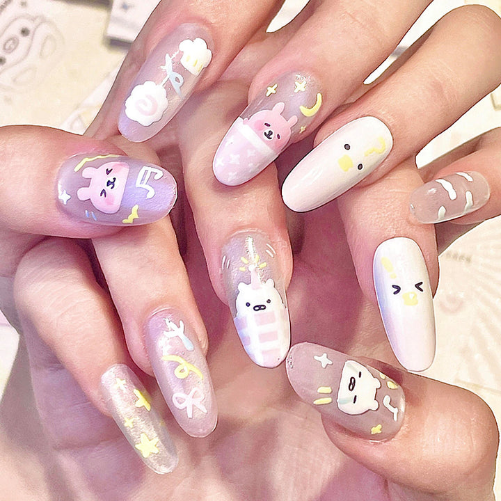 Playful Animal-Themed Press-On Nail Art Bowlift