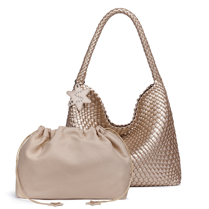 Braided Vegan Leather Hobo Handbag Bowlift