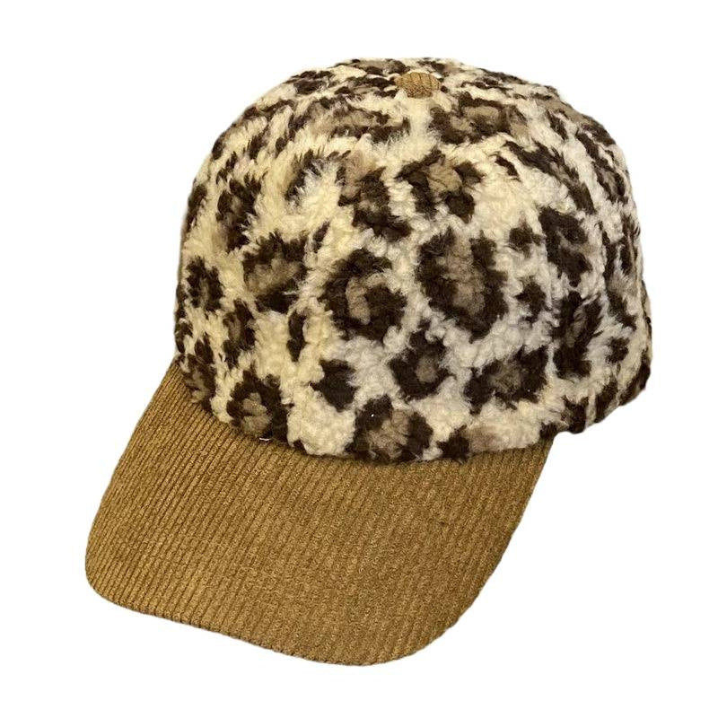 Women's Leopard Print Fleece Baseball Cap Bowlift