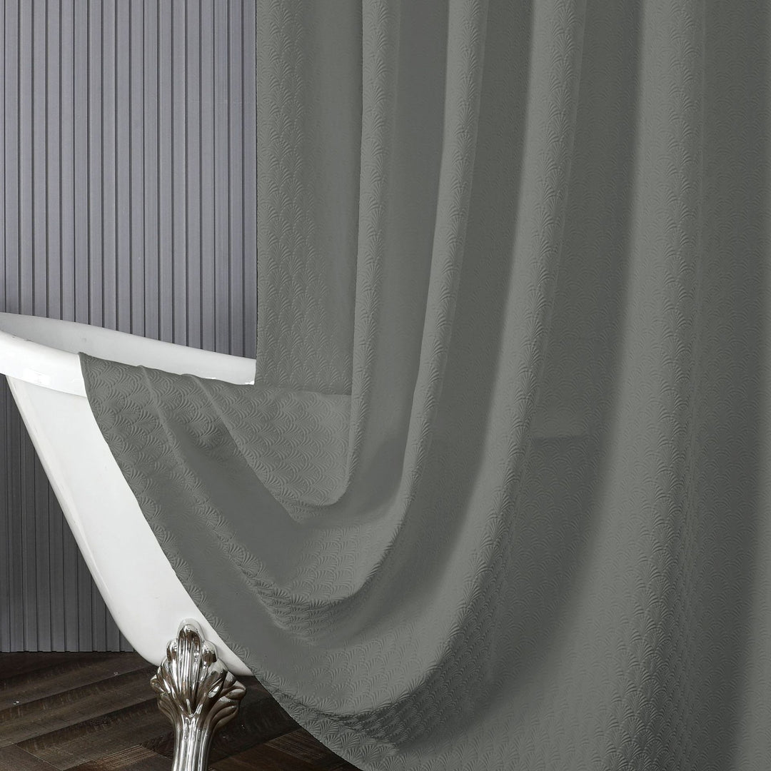 Textured Leaf Pattern Shower Curtain Bowlift