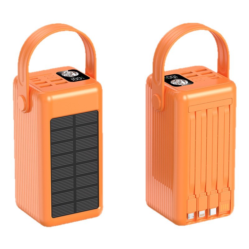 Portable Solar Power Bank with Integrated Cable Management and LED Display Bowlift