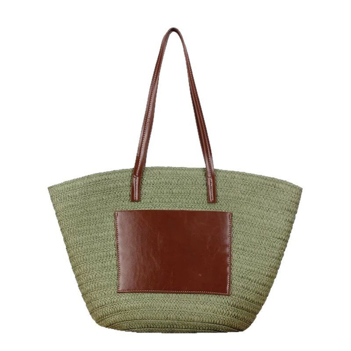 Fashionable straw bag with leather accents Bowlift