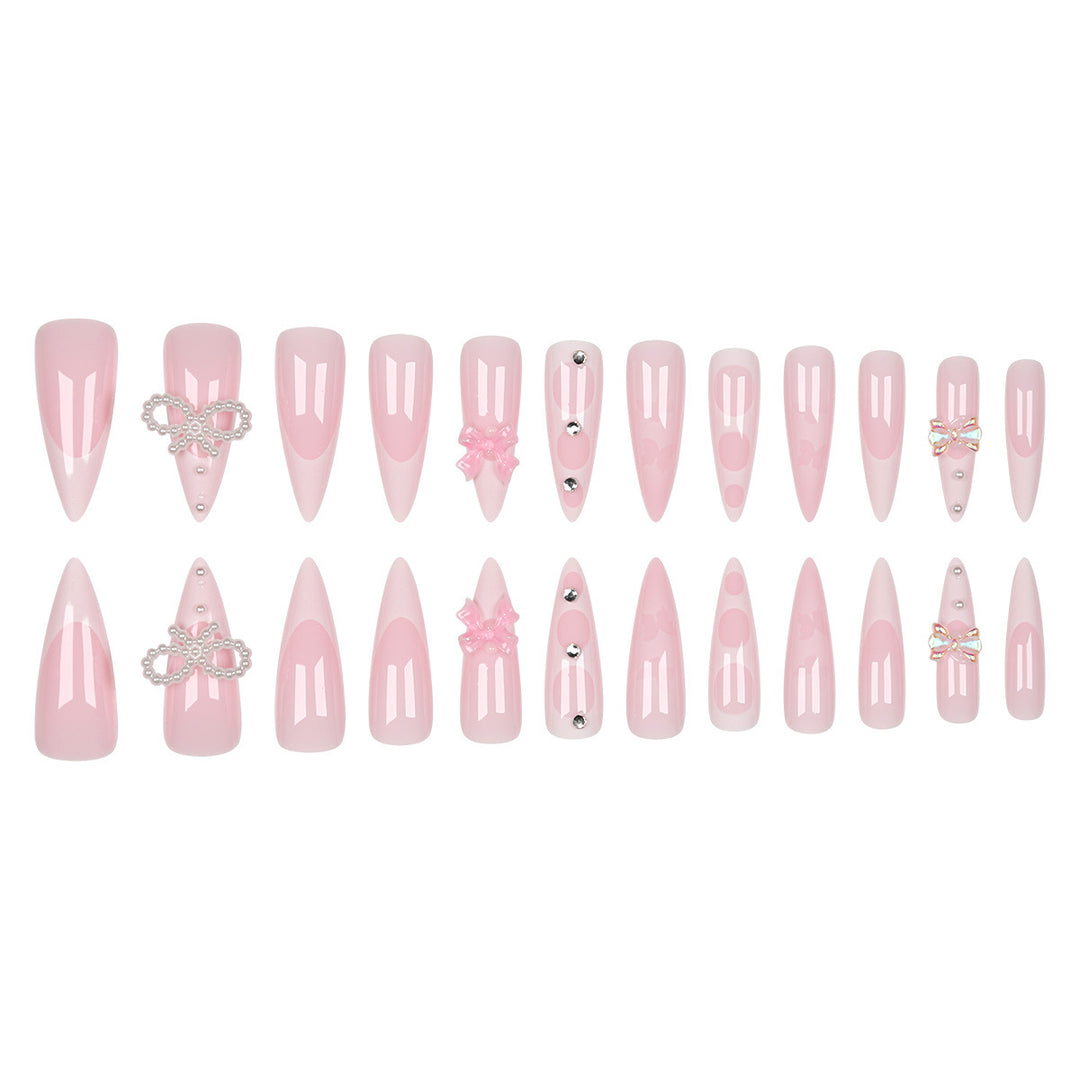 Decorative Stiletto Press-On Nail Art Set Bowlift