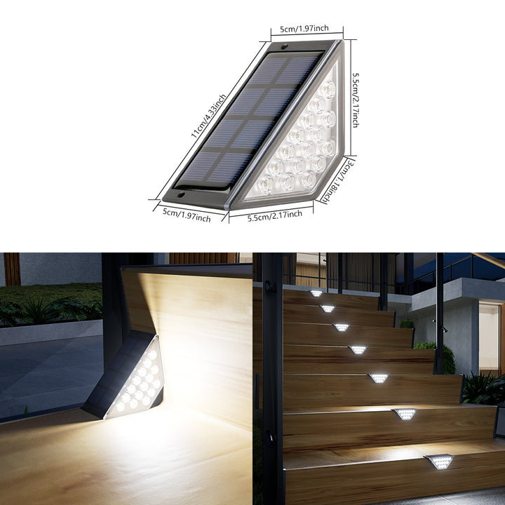 Triangular Solar LED Corner Step Light With High-Efficiency Photovoltaic Panel And Waterproof Housing Bowlift
