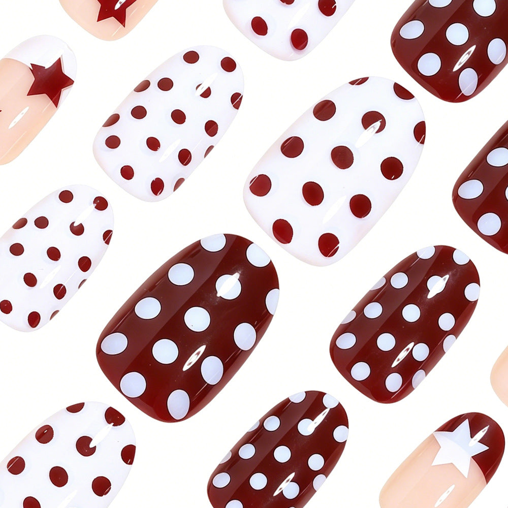 Artistic Star and Polka Dot Press-On Nail Set Bowlift