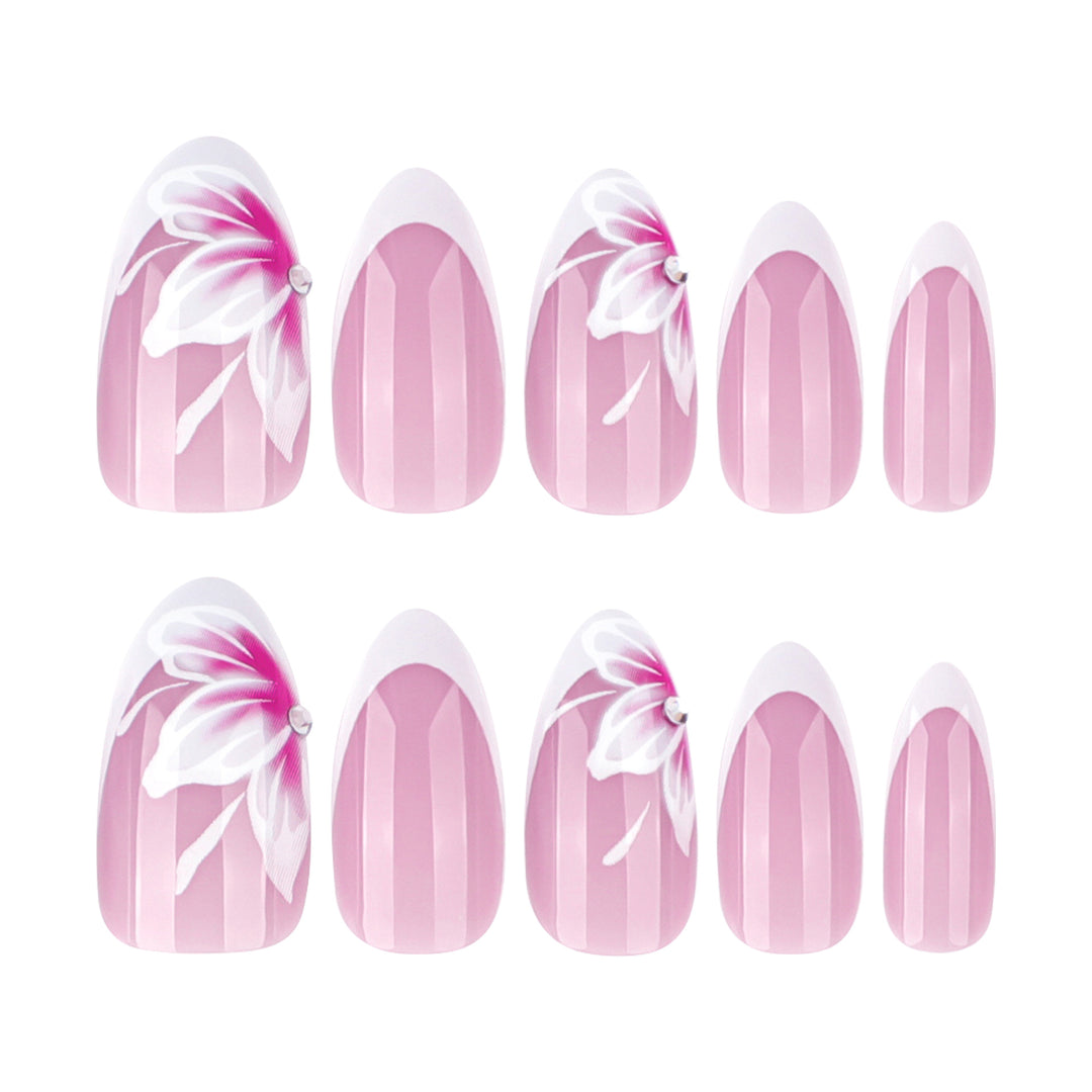 Elegant artificial nails with floral decorations Bowlift
