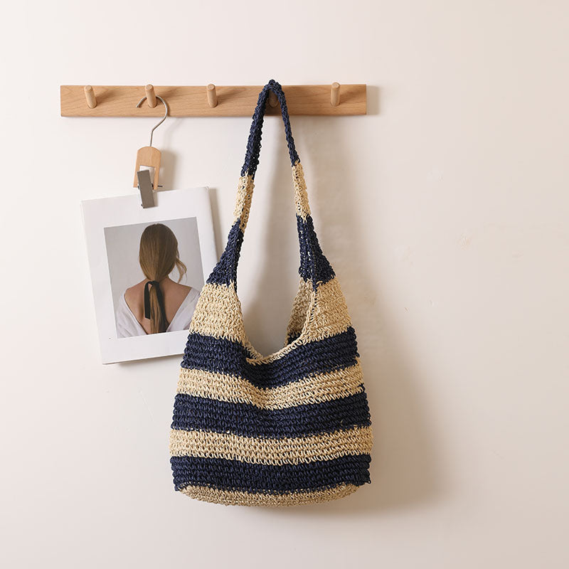 Casual Tote Bag in Striped Design Bowlift
