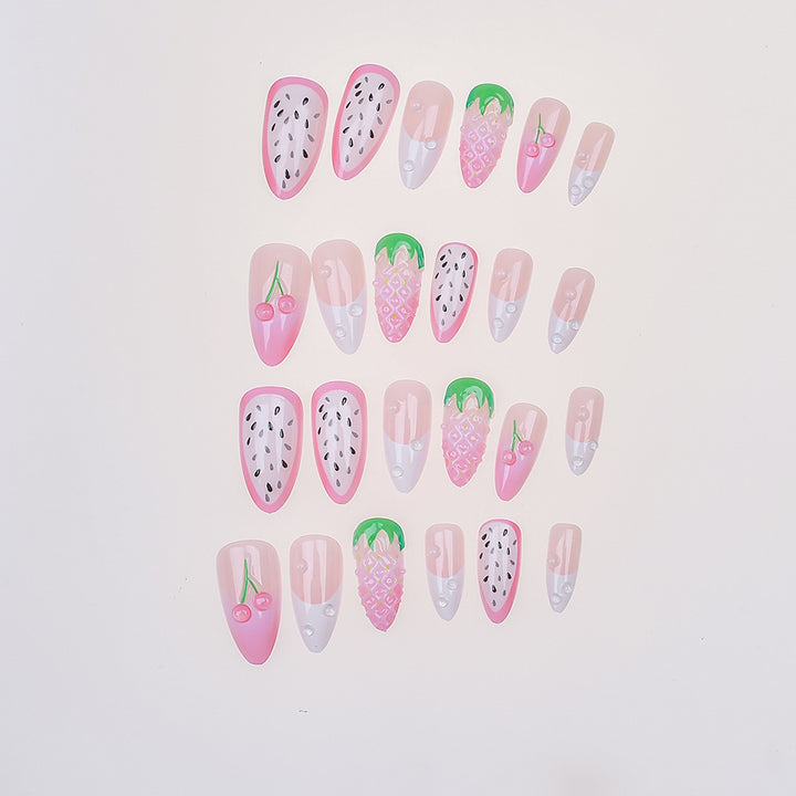 Artistic Fruit-Themed Press-On Nail Set Bowlift