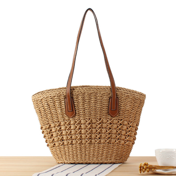 Basket bag with artificial leather handles Bowlift