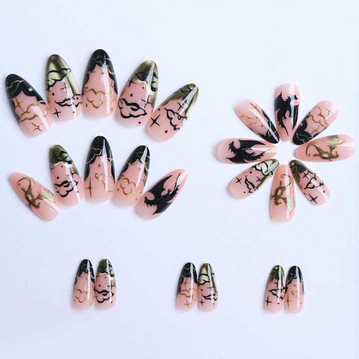Elegant Artificial Fingernails with Gothic Motifs Bowlift