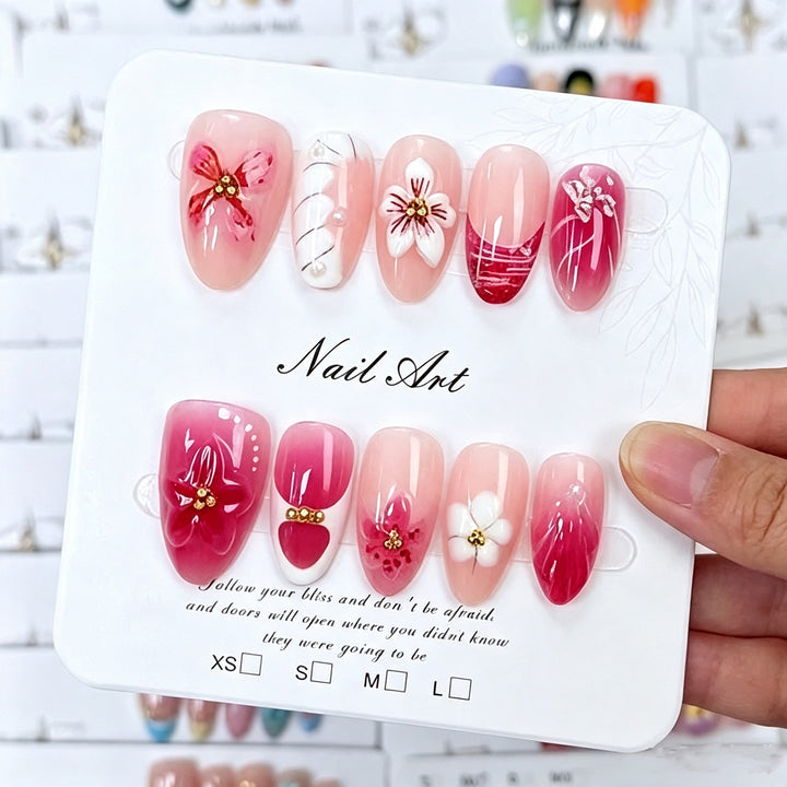 Premium Floral Press-On Nail Art Collection Bowlift