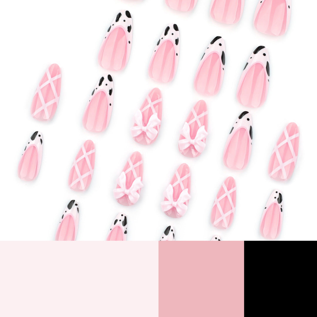 Artistic Nail Extensions with Fine Bow Patterns Bowlift