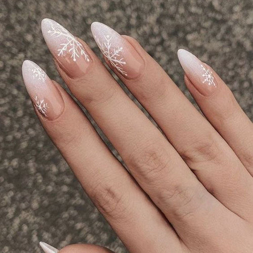 Artistic Snowflake-Design Press-On Nails Bowlift