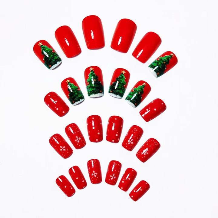 Artificial nails in festive Christmas design Bowlift