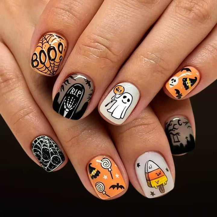 Halloween Acrylic Nail Set with Creepy 3D Designs Bowlift