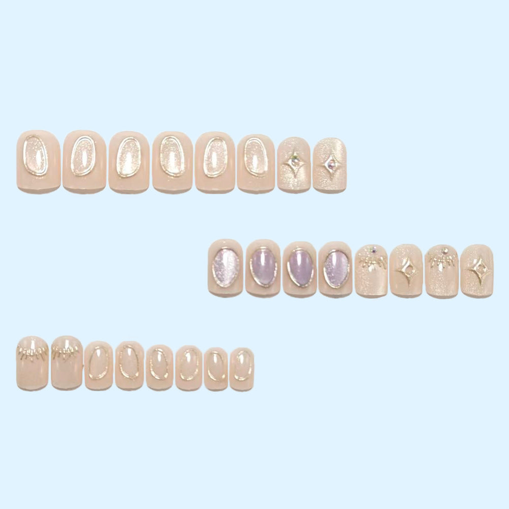 Elegant artificial nails with glitter and star motif Bowlift