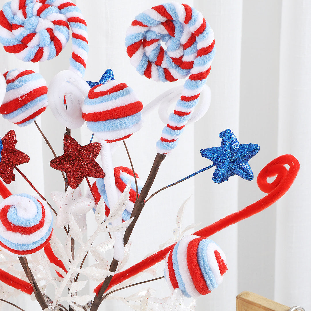 Unisex nan decorative floral pick with padded balls and glitter stars Bowlift