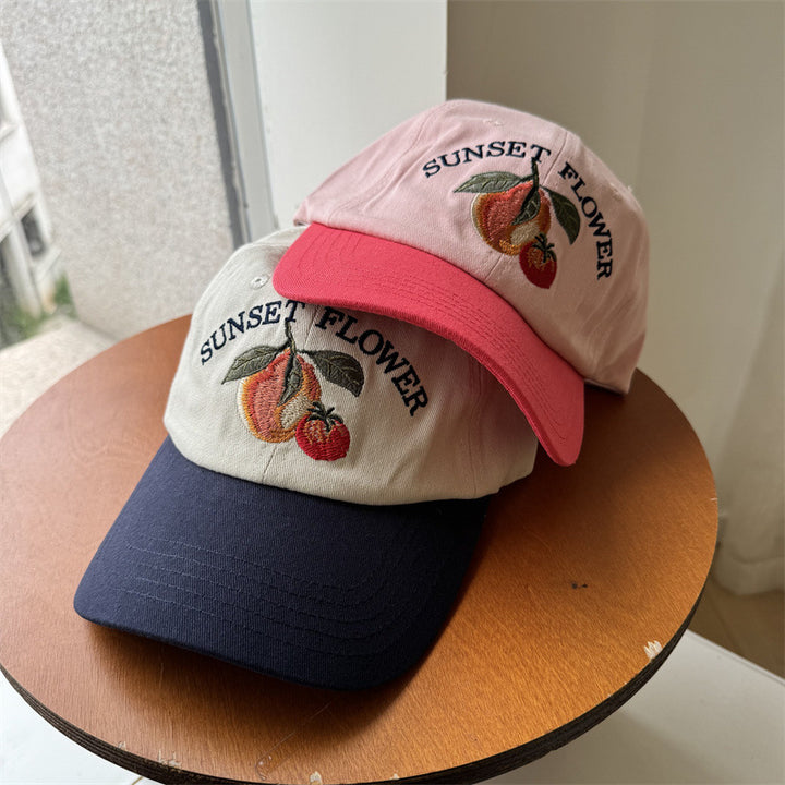 Women's Embroidered Fruit-Themed Baseball Cap Bowlift