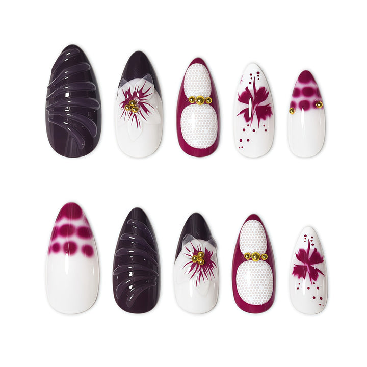 Elegant Floral Art Nail Extensions Bowlift