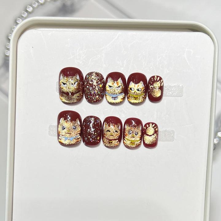 Themed Press-On Nail Art Set with Hello Kitty Designs Bowlift