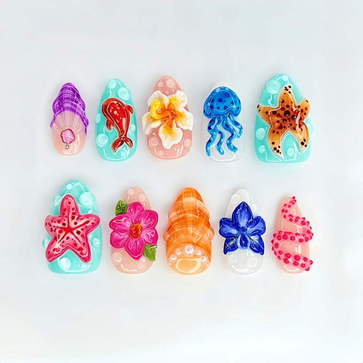 Artificial nails with sea motif Bowlift