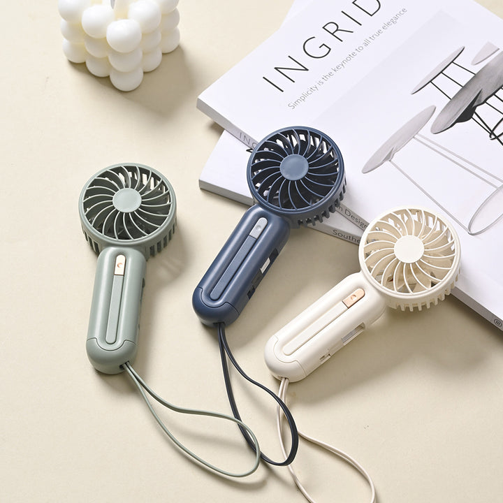 Unisex nan compact rechargeable battery handheld fan with foldable handle and carrying strap Bowlift