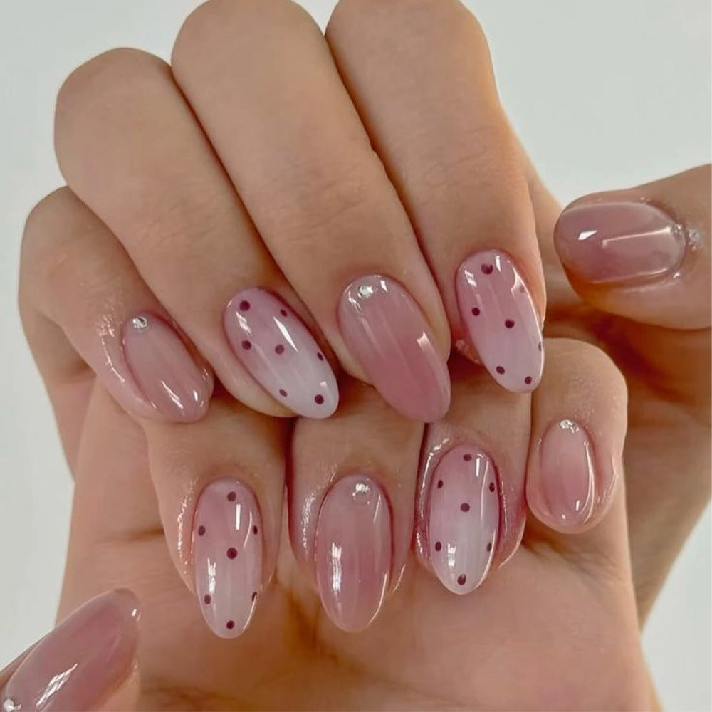 Trendy Polka Dot Design Artificial Nails Bowlift