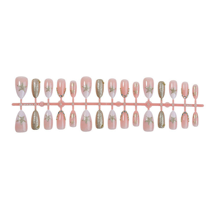 Glamorous Press-On Nail Art Set with Rhinestone Accents Bowlift