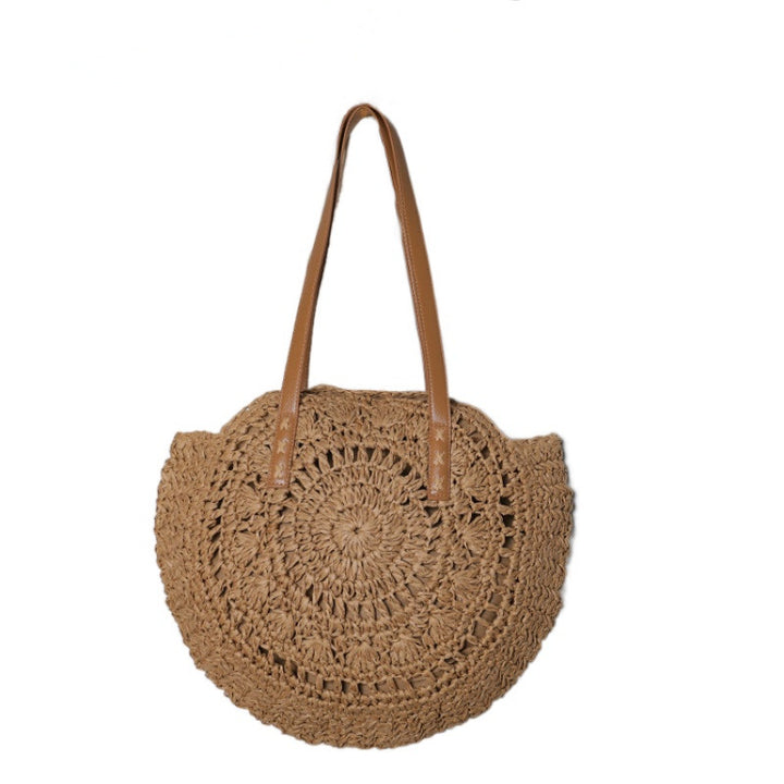 Basket bag with leather handles and colorful design Bowlift
