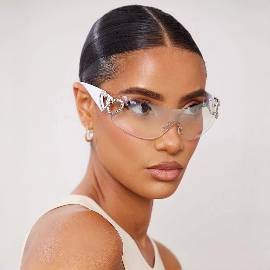 Ladies Designer Sunglasses with Luxurious Heart Accent Bowlift