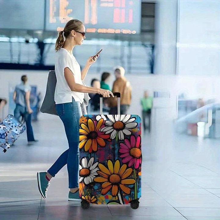 Floral-Illustrated Hard Shell Travel Suitcase Bowlift