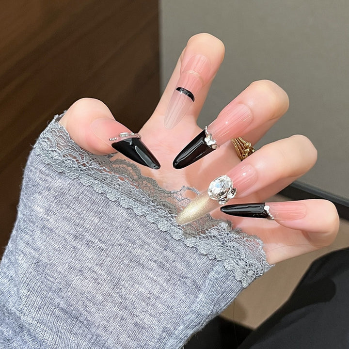 Glamorous Crystal-Studded Stiletto Press-On Nails Bowlift